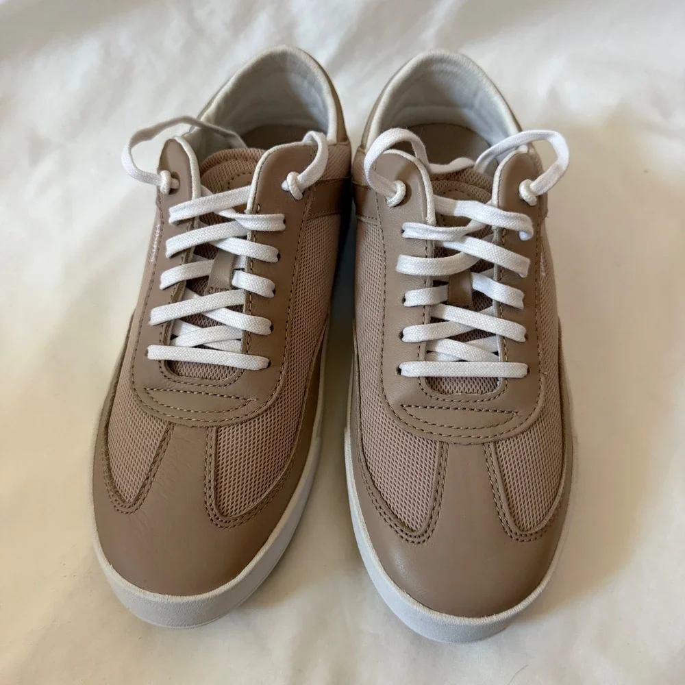 OluKai Ha'upu Hulu Tan Leather Mesh Sneakers Womens 9 20525-5BKT